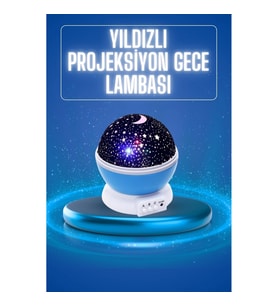 Mey İthalat® Yıldızlı Gece Lambası Mor Projeksiyon Görünümlü Masa Lambası Renk Değiştirebilen