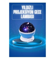 Mey İthalat® Yıldızlı Gece Lambası Mor Projeksiyon Görünümlü Masa Lambası Renk Değiştirebilen