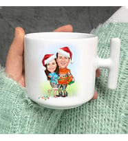 Yılbaşı Çiftleri Karikatürlü Karikatürlü Karikatürlü Latte Fincanı