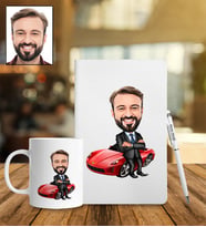 Kişiye Özel Araba Tasarımlı Karikatür Defter Kalem Kupa Set 46