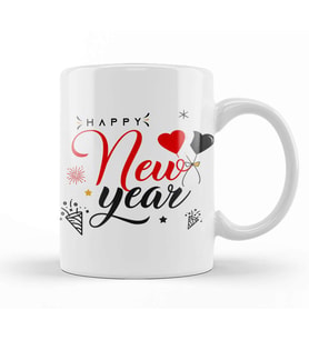 Yılbaşı Yeni Yıl Konseptli Happy New Year Kupa Bardak Porselen