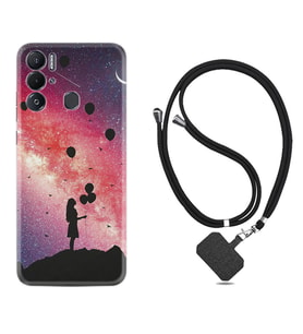 Tecno Pova Neo Kılıf Resimli Boyun Askılı İpli Desenli Silikon Flowers Cat 2 1349