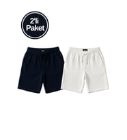 Erkek Beli Lastikli 2'li Paket Şort