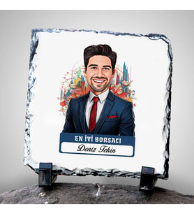 Kişiye Özel Hediye Karikatürlü En Yakışıklı Borsacı Dekoratif Taş