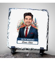 Kişiye Özel Hediye Karikatürlü En Yakışıklı Borsacı Dekoratif Taş
