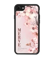 iPhone 8 Uyumlu Dikey Sakura Tasarımlı Glossy Telefon Kılıfı