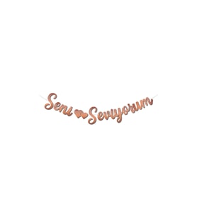 Kaligrafi Banner Rose Seni Seviyorum M250