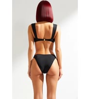 Kadın Bikini Takımı Bralette Üst Balensiz Normal Bel Slip Alt Döküm Aksesuar Detay Kolsuz Örme Kumaş