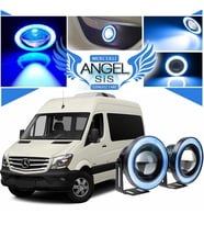 Mercedes - Benz Sprinter Uyumlu, Universal Mercekli Led Angel Sis Farı, 76mm Buz Mavi Renk