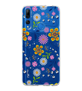 Huawei Y9 Prime 2019 Uyumlu Kapak Flowers Tasarımlı Şeffaf Silikon Kılıf