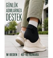 Topuk Destek Çorabı M Beden 40-45 Ayarlanabilir Cırtlı Esnek Siyah Tasarım