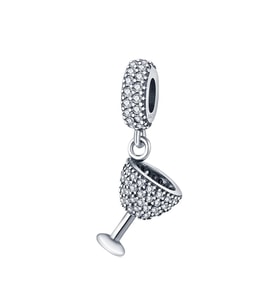 Fubena 925 Ayar Gümüş Taşlı Kadeh Bardak Sallantılı Charm