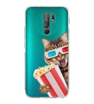 PrintiFy Xiaomi Redmi 9 ile Uyumlu Kedi 1 Kamera Korumalı Şeffaf Kılıf