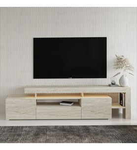 T0014 Led Işıklı, Raflı Tv Sehpası, Tv Ünitesi (Bej)