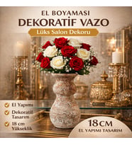 El Boyaması Dekoratif Seramik Vazo 18 cm – Vintage Rustik Salon Dekoru Çiçek Vazosu (TOPRAK-KAHVE)