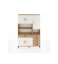 Arges Dolap 9 Raflı 5 Çekmeceli 5 Kapaklı 132x30x195 Çam-Aytaşı/Çam