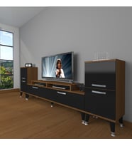 Decoraktiv Ekoflex On2 Slm Silver Tv Ünitesi Tv Sehpası - Ceviz Siyah (Siyah - Ceviz)
