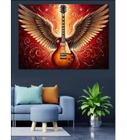 Kanatlı Gitar Rock Müzik Tasarımı Dekoratif Kanvas - Mdf Ahşap Tablo