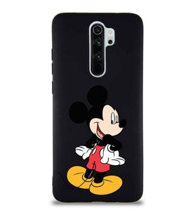 Xiaomi Redmi Note 8 Pro Soft Premier Kapak Mickey Mouse-D Tasarımlı Silikon Kılıf - Siyah (Şeffaf)