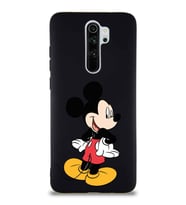 Xiaomi Redmi Note 8 Pro Soft Premier Kapak Mickey Mouse-D Tasarımlı Silikon Kılıf - Siyah (Şeffaf)