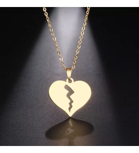 Kişiye Özel 925 Ayar Gümüş Kalp Kırıklığı Kolye (Gold)