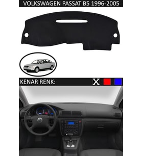 Volkswagen Passat B5 1995-2005 İçin Uygun Torpido Koruma Halısı Siyah Kenar Renk Siyah