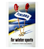 Finlandiya Vintage Seyahat Poster Tablo Ahşap Poster Dekoratif Restore Edildi