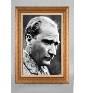 Çerçeveli Paspartulu Atatürk Tablo a648 (Gold)