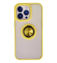 Durukar® iPhone 13 Pro Max Kılıf Montreal Yüzüklü Silikon Kapak - Sarı
