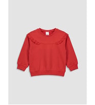 LC WAIKIKI Kırmızı Bebe Yaka Kız Çocuk Nakışlı Sweatshirt