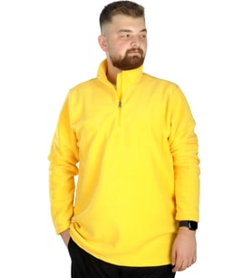 Mode XL Erkek Sweat Polo Yaka Yarım Fermuarlı Polar 22548 Sarı