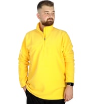 Mode XL Erkek Sweat Polo Yaka Yarım Fermuarlı Polar 22548 Sarı