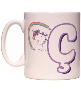 Ç Harfi Unicorn Boynuzlu At Tasarım Renkli Harfli Kupa Bardak
