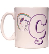 Ç Harfi Unicorn Boynuzlu At Tasarım Renkli Harfli Kupa Bardak