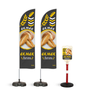 Ekmek Fırını Temalı 2 Adet Yelken Bayrak ve 1 Bariyer Duba Takımı  