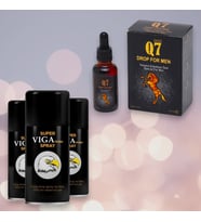 3 Kutu Orijinal Super Vega 50000 Erkek Geciktirici Sprey+Gold Q7 Erkeklere Özel Istek Artirici Performans Destekleyici Damla