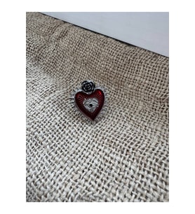 Gotik Kalp Figürlü Kırmızı Taşlı Rose Yüzük Zamak Kaplama Ayarlanabilir Kadın Takı