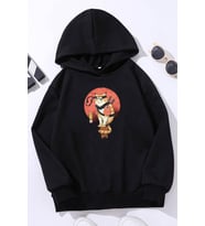 Çocuk Shinobi Kedi Baskılı Sweatshirt (Siyah)