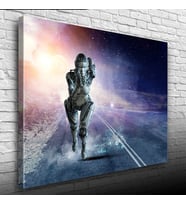 Futuristik , İnsansı Robot , Mavi Tonlar Kanvas Tablo 50 x 70
