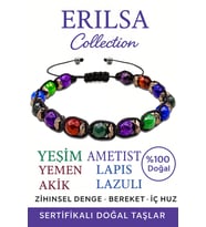 Sertifikalı Fasetli Terahertz & Yeşim, Ametist, Yemen Akik, Lapis Lazuli Bileklik – Enerji (Çok Renkli)