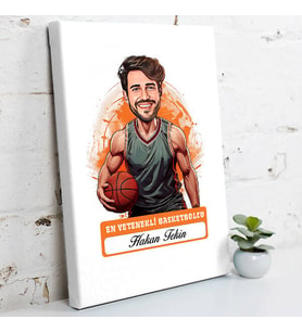 Kişiye Özel Hediye Karikatürlü En Başarılı Erkek Basketbolcu Kanvas Tablo