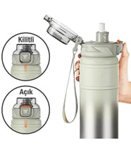 Vagonlife Tkk T2022 500ml Süzgeçli Pipetli Turuncu Çelik Matara