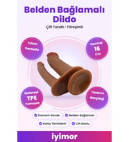 16 Cm Vantuzlu Çift Taraflı Realistik Melez Titreşimli Belden Bağlamalı Penis – iyimor