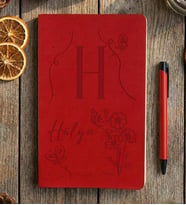 Kişiye Özel Çiçekli H Harfli Defter Doğum Günü Hediyesi (Kırmızı)