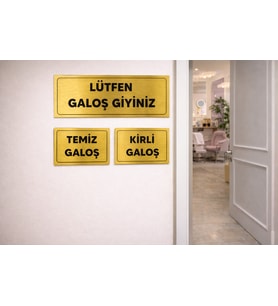 Lütfen Galoş Giyiniz Gold Uyarı Levhası – Temiz Kirli Galoş Set08