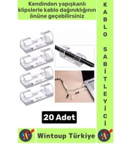 Kendinden Yapışkanlı Telefon Şarj Kablosu Dağınıklık Önleyen Pratik Kablo Sabitleyici Klips 20 Adet
