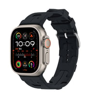 Apple Watch Ultra 49mm Uyumlu Kordon Silikon Yumuşak Esnek Metal Klipsli KRD-92 Kayış (Gece Mavisi)