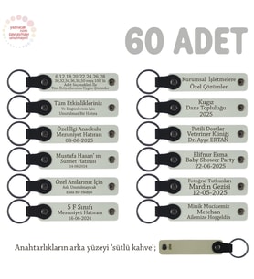 Mağaza Açılışlarında Fark Yaratacak, 60'lı Set, Marka Yazılı, Hediyelik Anahtarlık, Beyaz & S Kahve