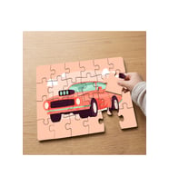 Kırmızı Klasik Araba Tasarımlı 24 Parça Ahşap Çocuk Puzzle MPK0522