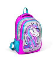 Coral High Kids Pembe Gümüş Simli Unicorn Desenli Üç Bölmeli  Okul Sırt Çantası 14383